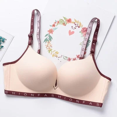 DERUILADY Fashion Seamless Alphabet Women Bra Sexy Lingerie Breath Underwear Women Skin Cotton Sexy Bra Wire Free Push Up Bra