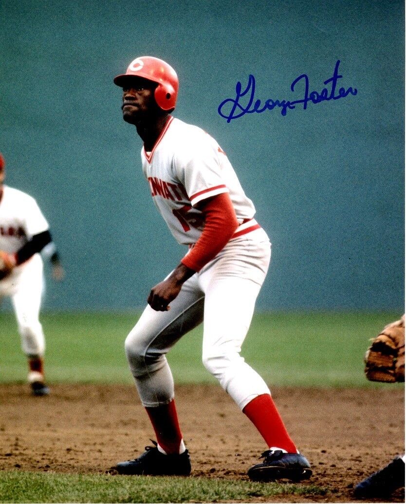Signed 8x10 GEORGE FOSTER Cincinnati Reds Photo Poster painting - COA