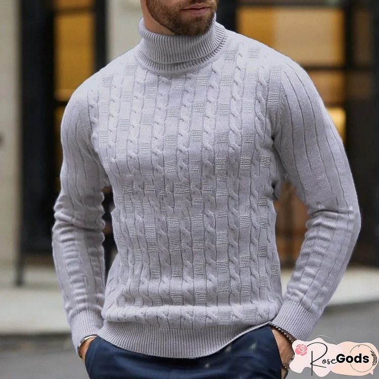 High Collar Simple Slim Men's Sweater