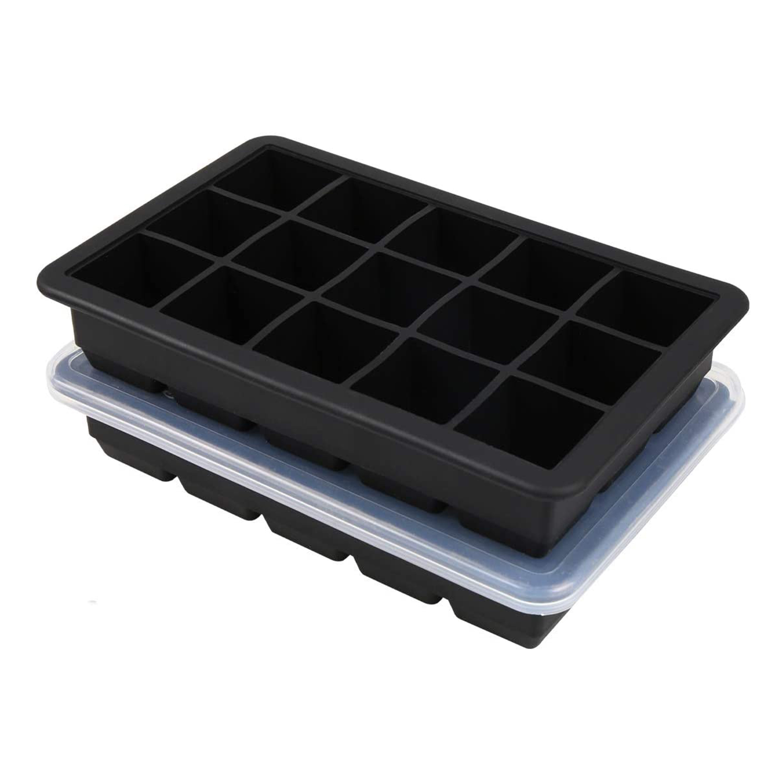 

Ice Cube Trays Silicone 15-Ice Molds Maker with Lid Easy Release Stackable, 501 Original