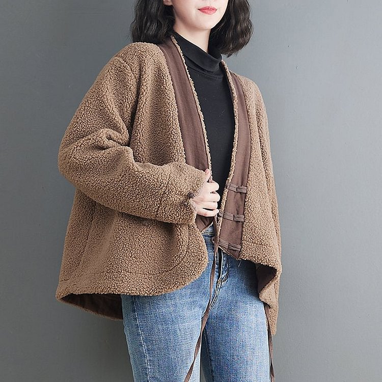 Shift Long Sleeve Vintage Woolen Coat