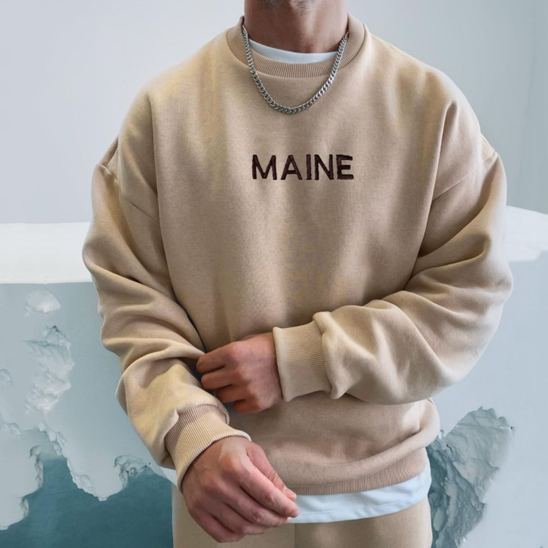 Retro Men's Casual Simple Maine Sweatshirt、、URBENIE