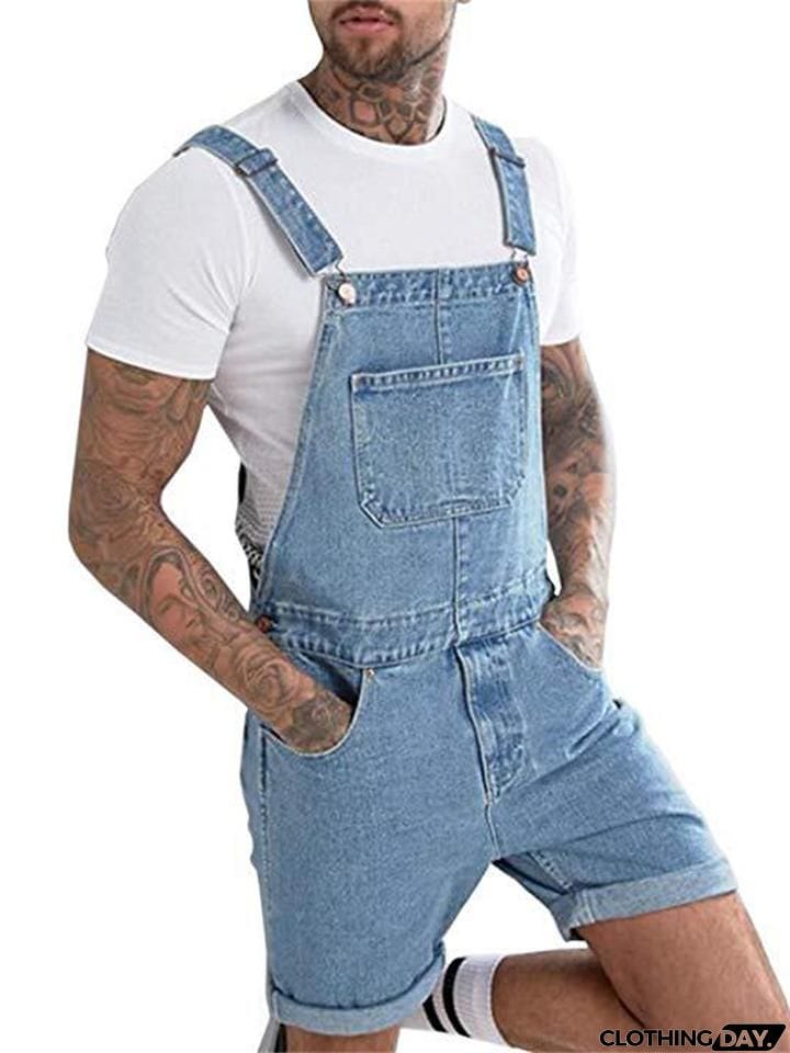 Retro Casual Bib Denim Jumpsuit