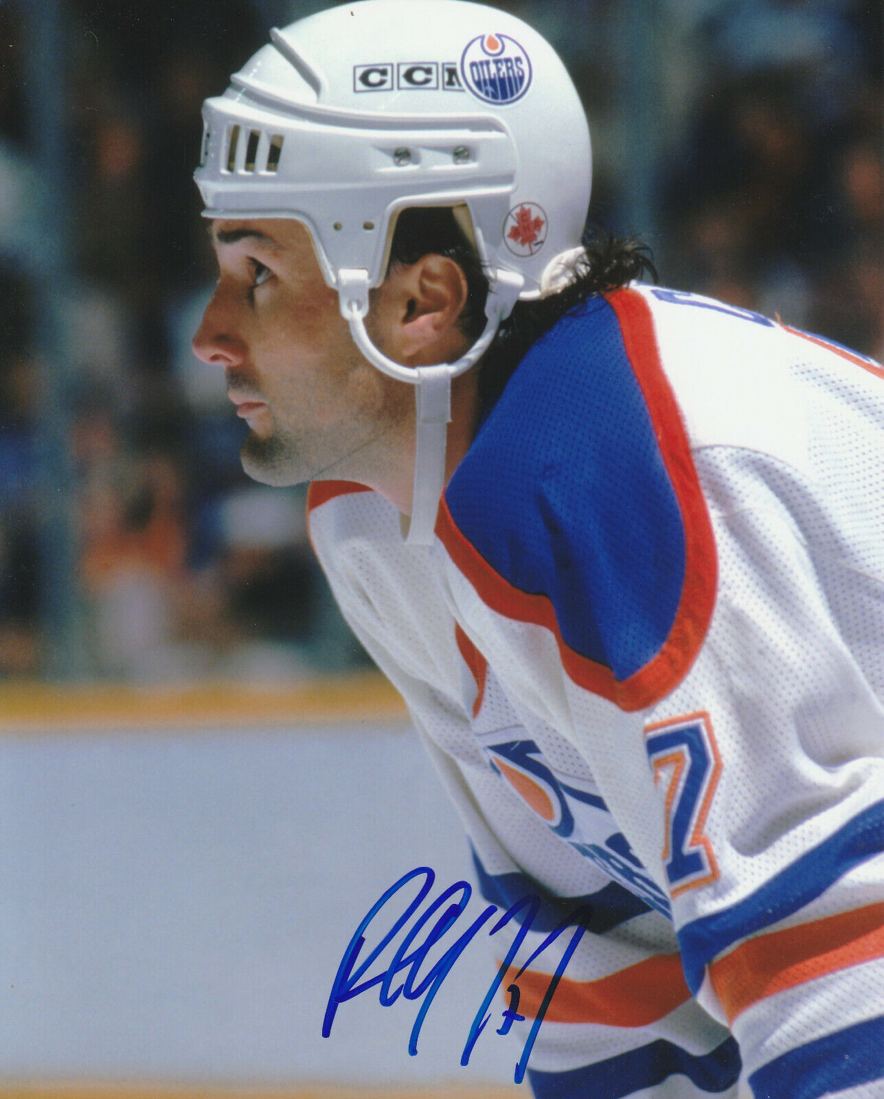 VINTAGE PAUL COFFEY SIGNED EDMONTON OILERS 8x10 Photo Poster painting #1 Autograph