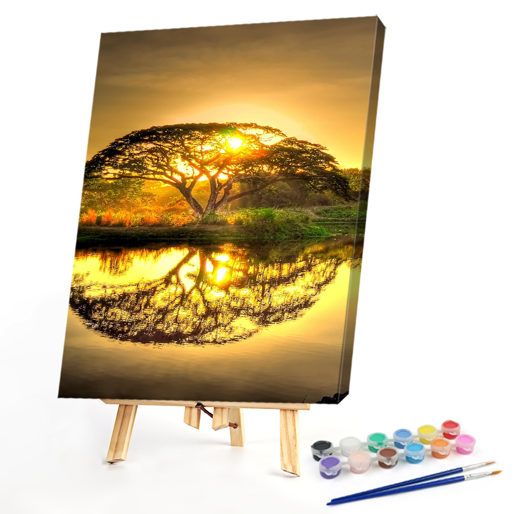 

40*50CM - Paint By Numbers - Tree in Sunset, 501 Original