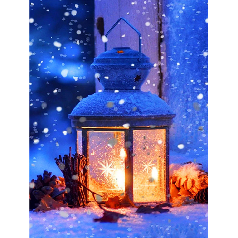 

30*40CM - Round Drill Diamond Painting - Snow Lantern, 501 Original