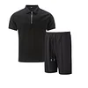 Men's Casual Waffle-Knit Two-Piece Set: Zip-Collar T-Shirt & Shorts by Inlyline