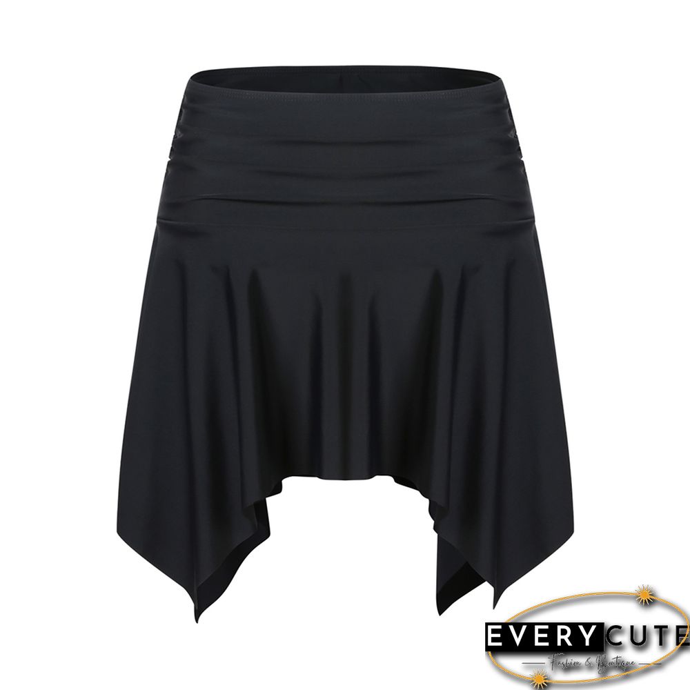 Black Pleated Irregular High Waist Beach Culottes