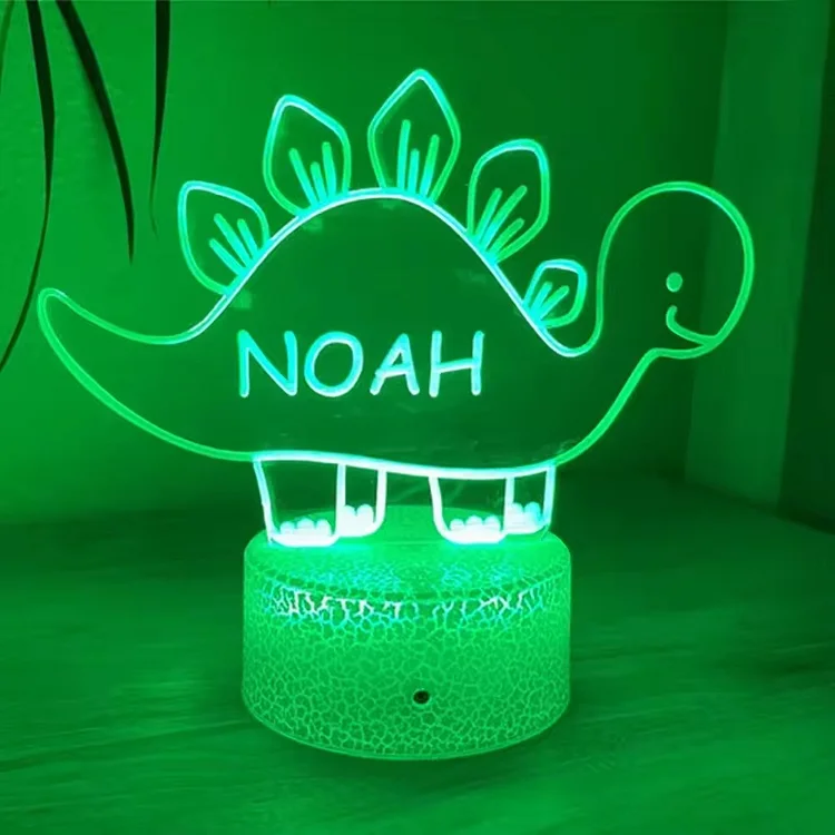 Custom Name Acrylic 3D Animal Dinosaur LED Night Lights