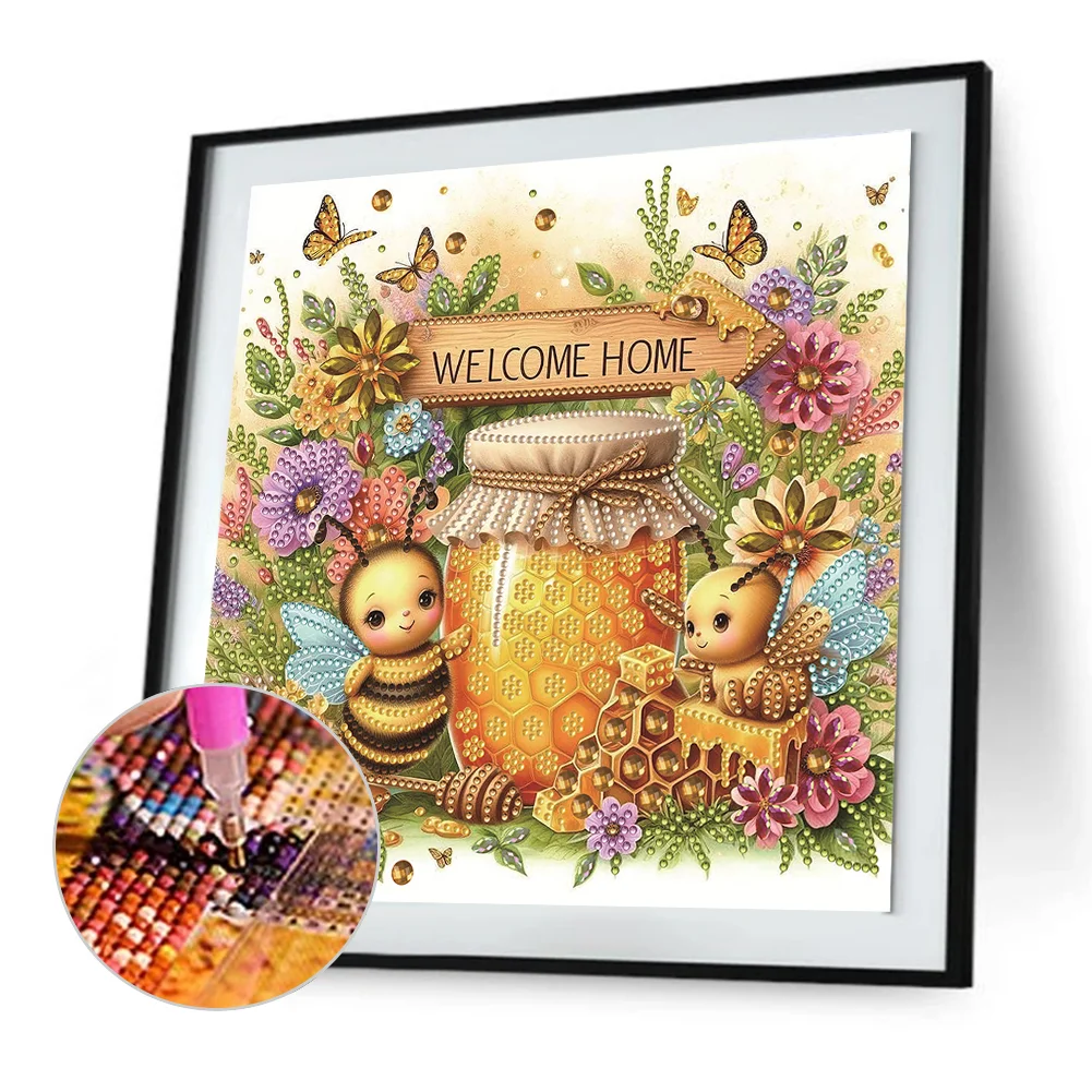 Diamond Painting - Partial Special Shaped Drill - Bee(Canvas|30*30cm)