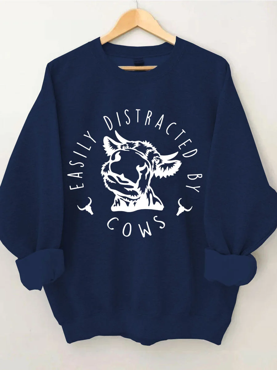 Easily Distracted By Cows Sweatshirt