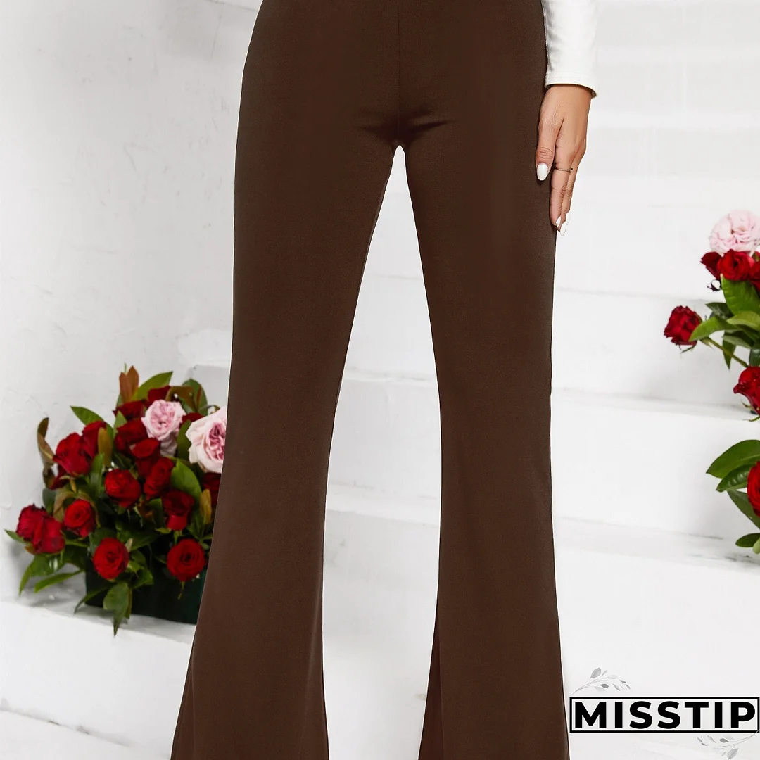 Women's Casual Pant High Waisted Flare Pant Workout Solid Pant