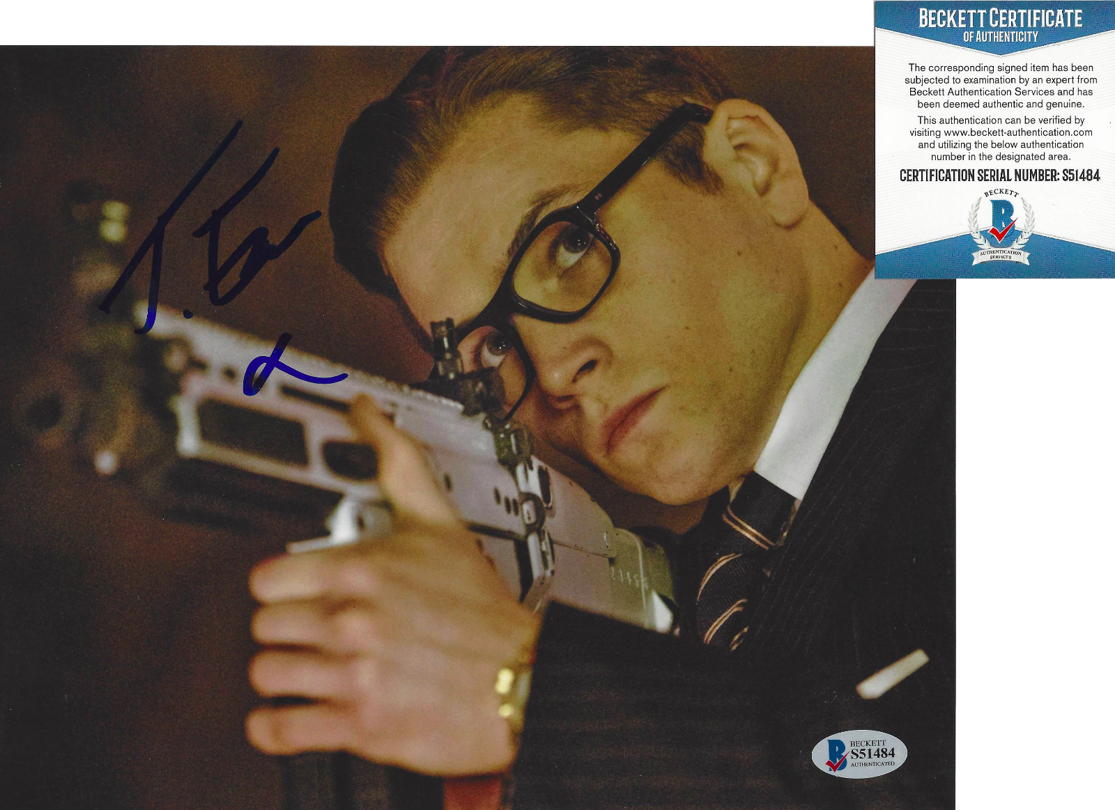 TARON EGERTON SIGNED 'KINGSMEN THE SECRET SERVICE' 8x10 Photo Poster painting BECKETT BAS COA