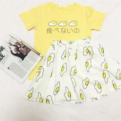 Kawaii Egg Printing Skirt/Top Set S12779