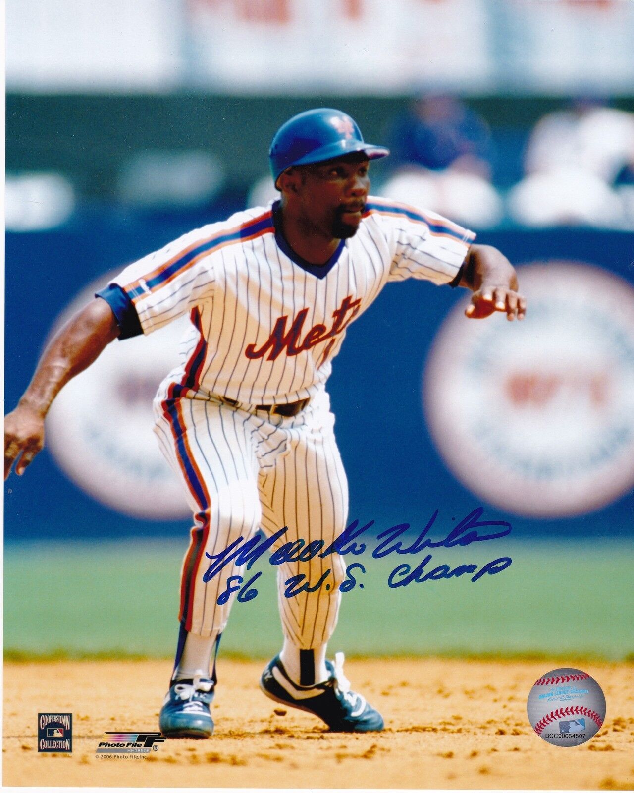 MOOKIE WILSON NEW YORK METS 86 WS CHAMPS ACTION SIGNED 8x10