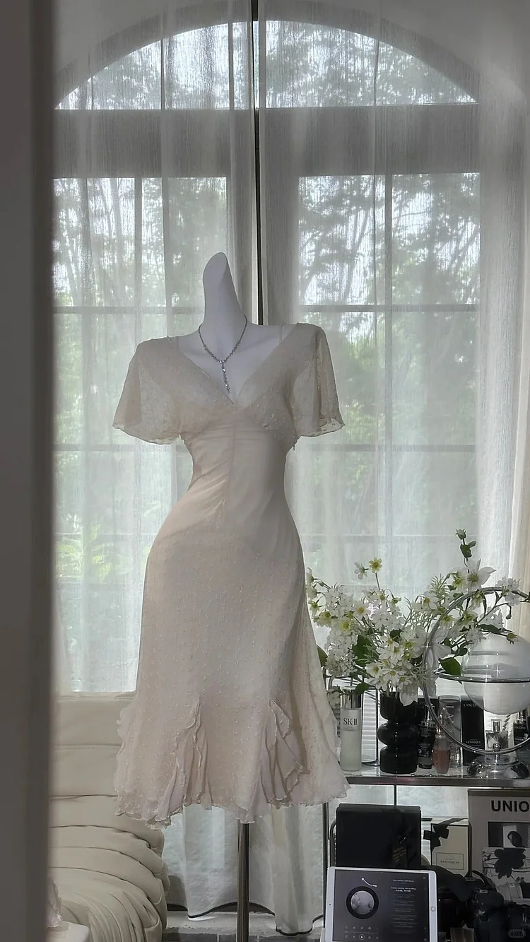 Ivory Elegant Short Homecoming Dress Chiffon Ball Gown Evening Dress Party Dress