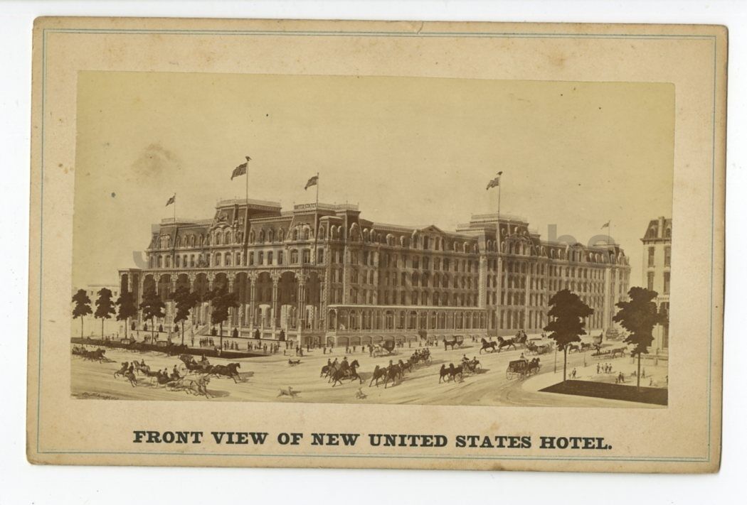 Saratoga Springs - Original 19th Century Cabinet Card Photo Poster painting - Grand Union Hotel