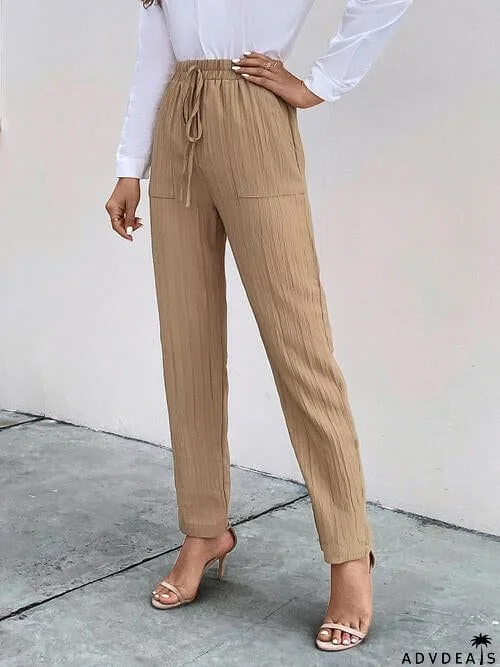 Texture Drawstring Pants with Pockets