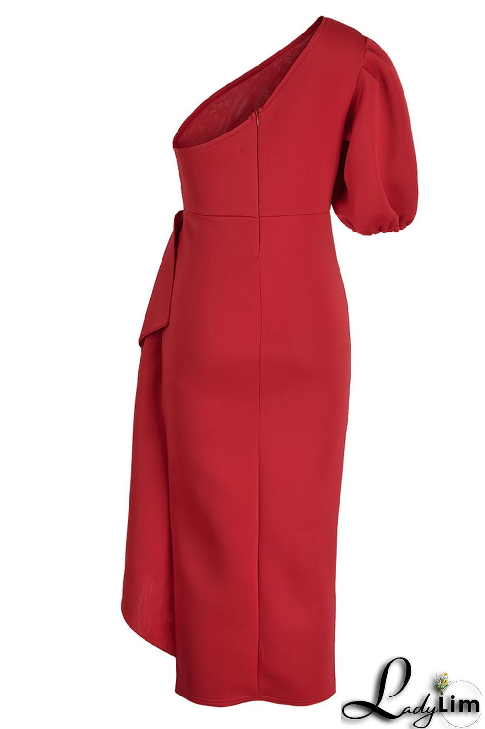 Yellow Celebrities Elegant Solid Patchwork Flounce Asymmetrical Oblique Collar Evening Dress Dresses