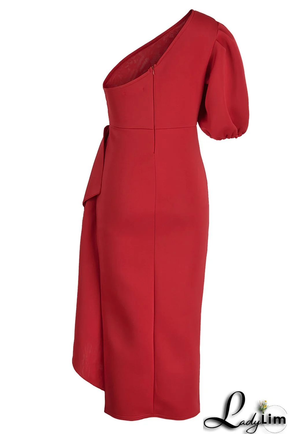 Yellow Celebrities Elegant Solid Patchwork Flounce Asymmetrical Oblique Collar Evening Dress Dresses