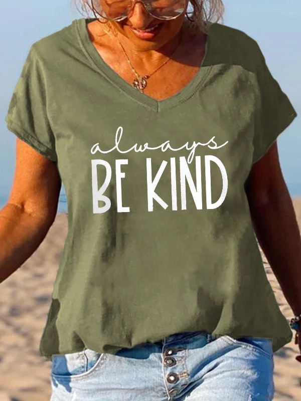 Short Sleeve Loose Be Kind Letter Printed T-shirt