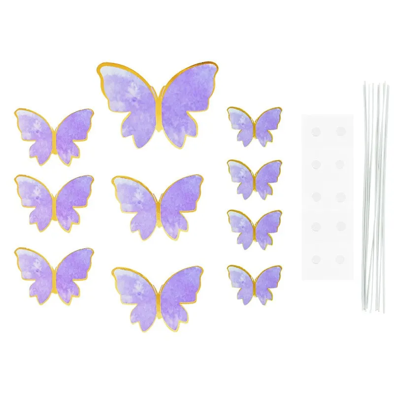 1Set Happy Birthday Cake Toppers Cake Decoration Handmade Butterfly Cupcake Topper For Wedding Birthday Party Baby Shower Baking