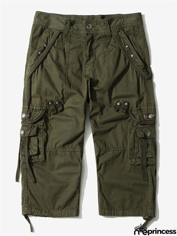 Men’s Relaxed Fit Below Knee 3/4 Length Cargo Shorts