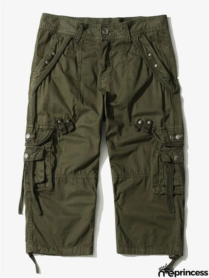 Men’s Relaxed Fit Below Knee 3/4 Length Cargo Shorts