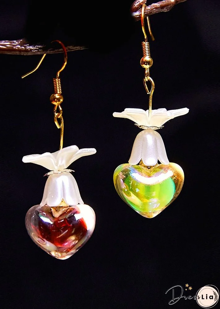 Handmade Multicolour Heart-shaped Asymmetric Acrylic Drop Earrings