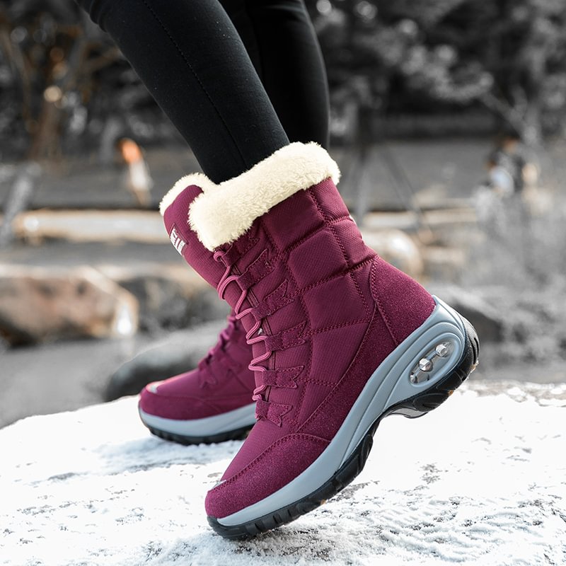 Outdoor Plus Velvet High Shoes Cushions Thick Bottom Hiking Snow Boots - vzzhome