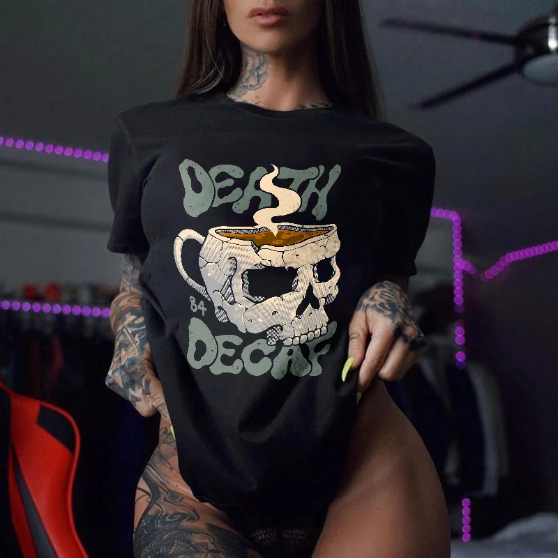 Death Decaf Printed Women's T-shirt -  