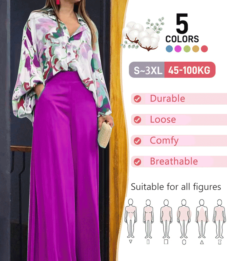 Women's Floral Shirt and Wide Legged Trousers with High Waist (1 Set)