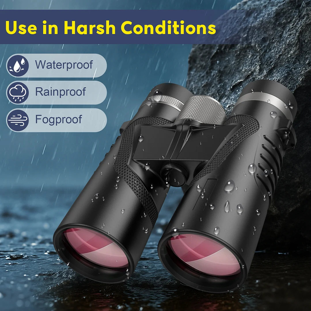 HD Binoculars for Adults, High Powered with Upgraded Phone Adapter, Lightweight Waterproof (black)
