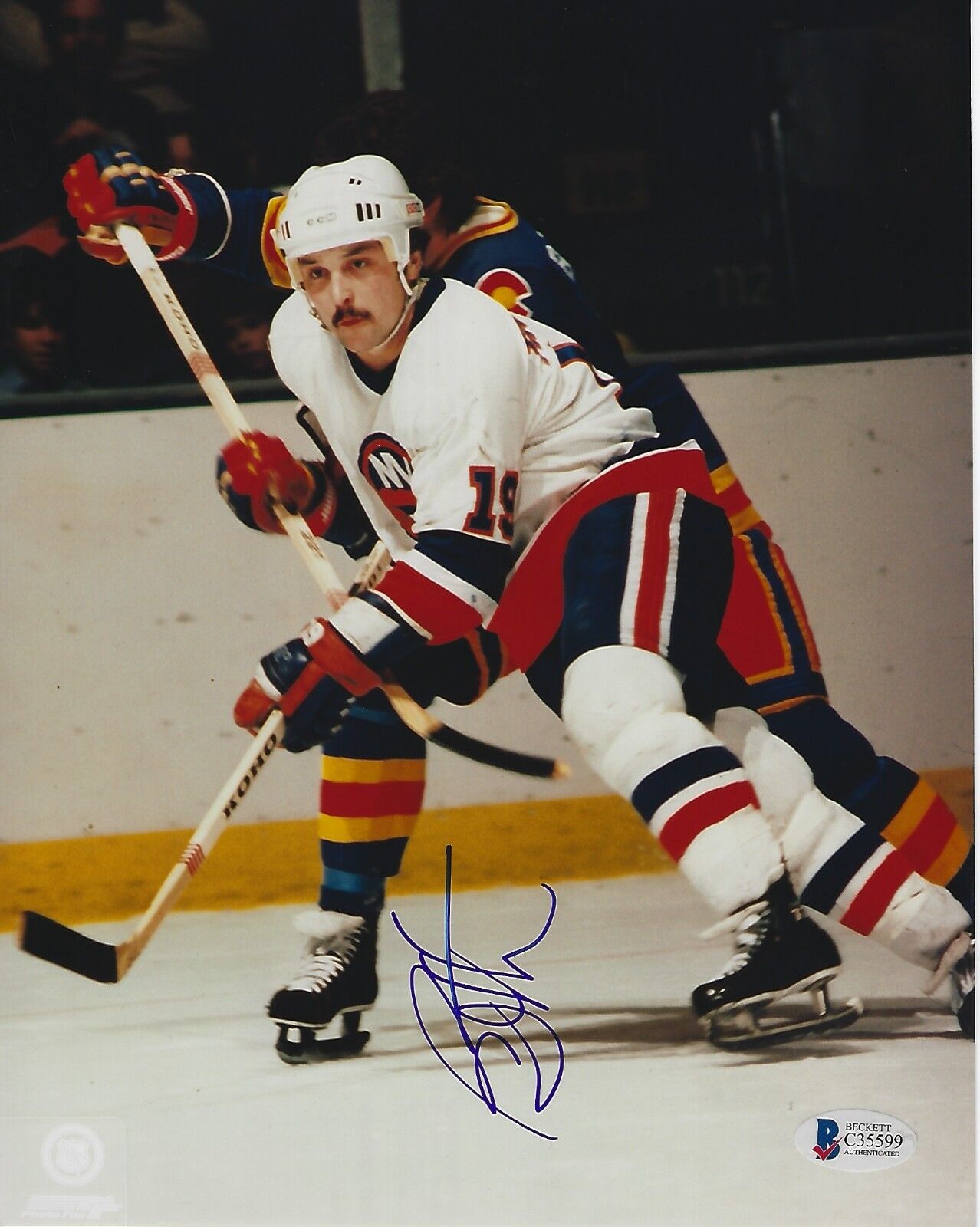 BRIAN TROTTIER Signed New York ISLANDERS 8x10 Photo Poster painting with Beckett COA