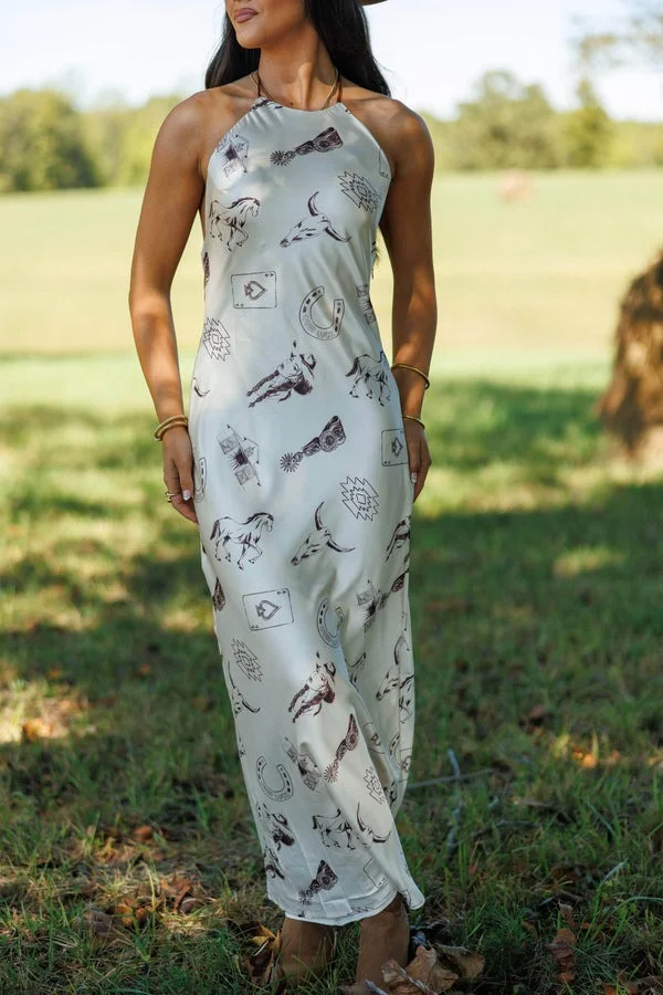 Cowgirl Satin Maxi Dress
