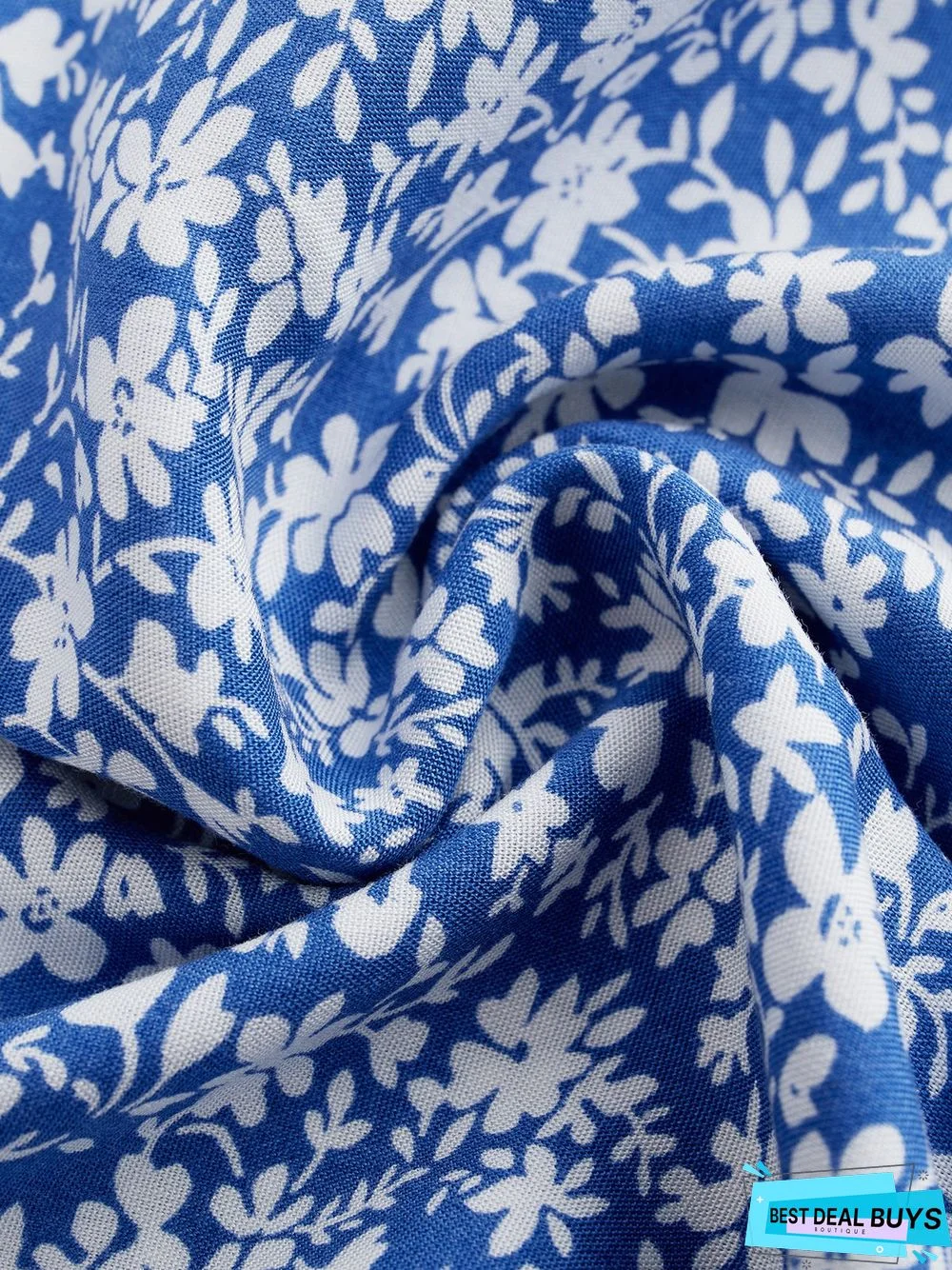 Boho Floral Print Short Sleeve Knee Length Dress