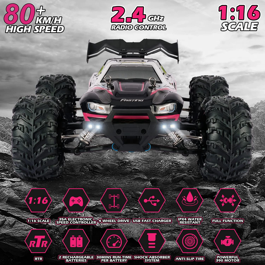 Tegooe 116 Scale High Speed RC Off-Road Racing Truck - 4WD Remote Control Toy