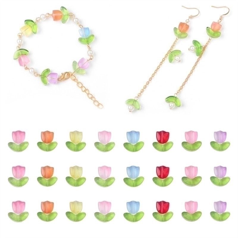 1 Set 14 * 7mm 9*5.5mm Glass Flower Beads