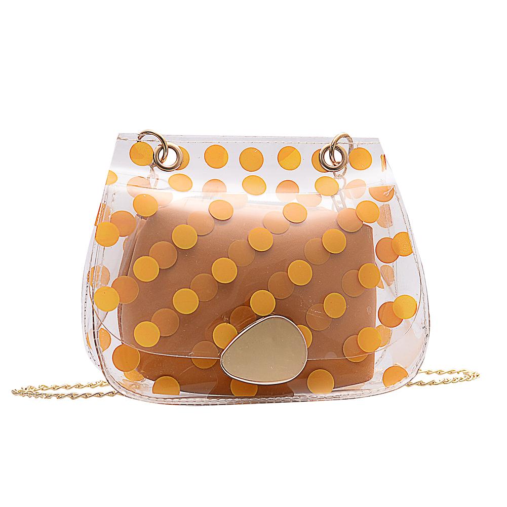 

2pcs/set Dot Print Clear Shoulder Handbags Women Crossbody Clutch -Yellow, 501 Original