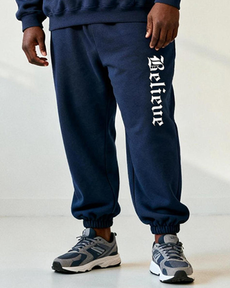 Big & Tall Men's Blue "Believe" David Statue Print Hoodie Set