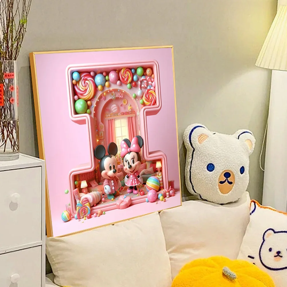 Full Round Diamond Painting 40*40cm - Mickey Minnie Alphabet