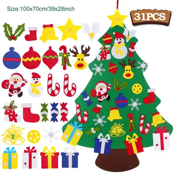 Kids DIY Felt Christmas Tree Wall Hanging Detachable Ornaments Xmas Gifts Children Friendly Christmas Home Decorations - Shop Trendy Women's Fashion | TeeYours