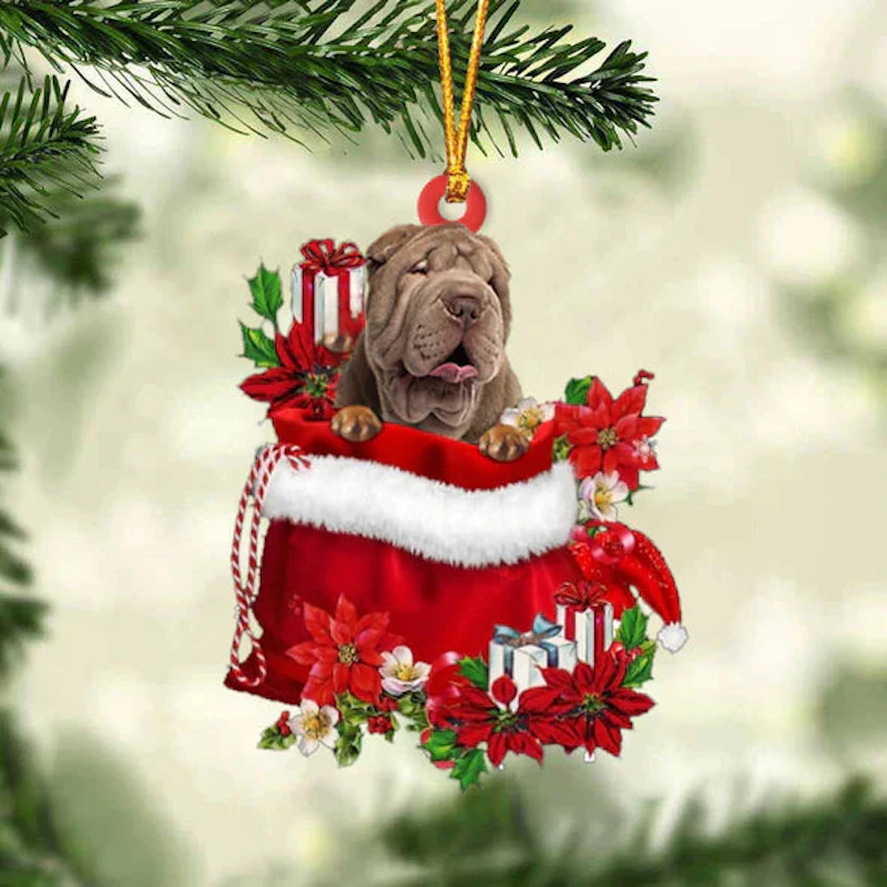 VigorDaily Shar Pei In Gift Bag Christmas Ornament GB118