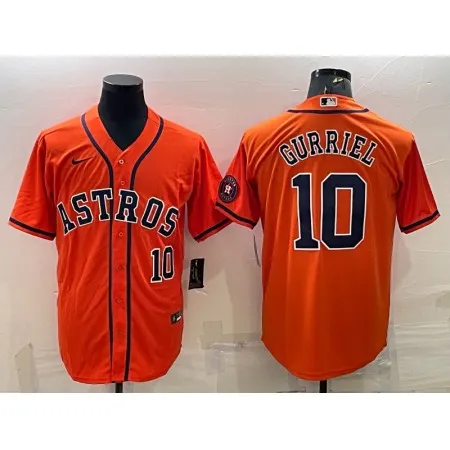 Men's Houston Astros #10 Yuli Gurriel Orange With Patch Cool Base Stitched Jersey N35F
