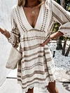 Loose Plunging Long Sleeves Mini Dress