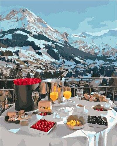 

Breakfast in the Alps Mountains – Paint By Numbers - 40*50CM, 501 Original