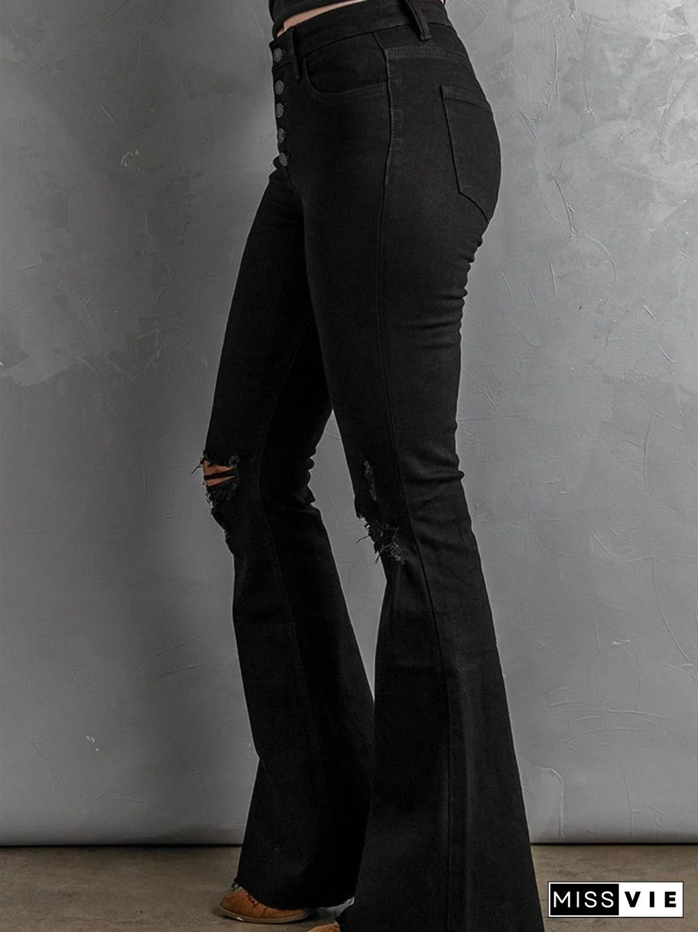 Button Bell Bottom Jeans