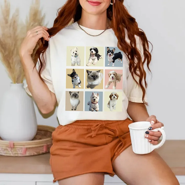 Pet Family Custom Cat Dog Photos Shirt, Personalized Photo Collage Tee Sweatshirt