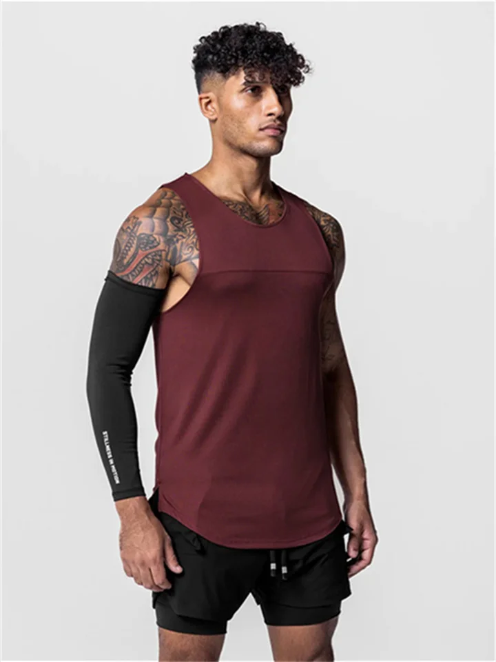 Summer Men's Sports Undershirt Tide Quick Dry Breathable Oblique Hem Sleeveless T-shirt Men Round Neck Running Fitness Undershirt Men | 168DEAL