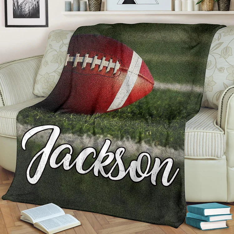 Personalized Super Bowl Football Blanket, American Football Boy Blanket, Custom Name [personalized name blankets][custom name blankets]